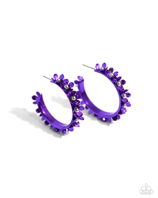 Fashionable Flower Crown - Purple Earring