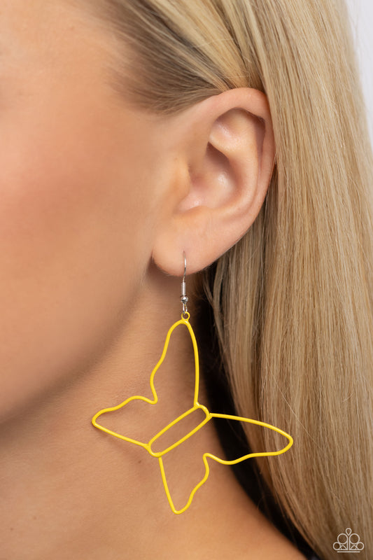 Soaring Silhouettes - Yellow Earring