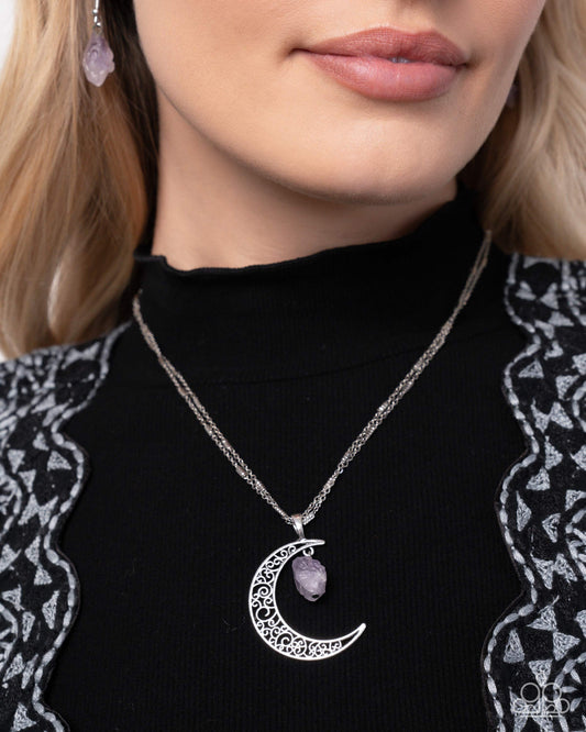 Crescent Charm - Purple Necklace