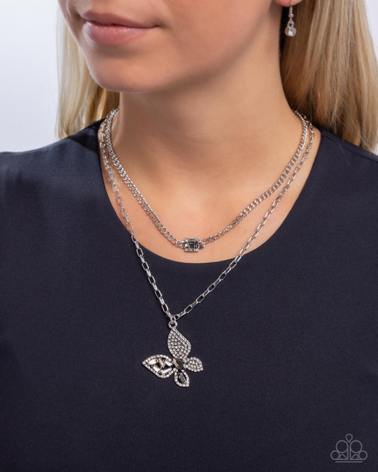 Hovering Headline - Silver Necklace