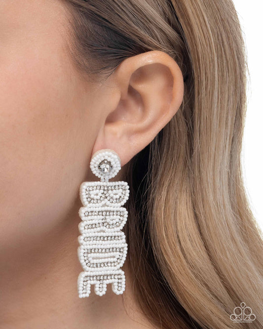 Bridal Beading - White Earring