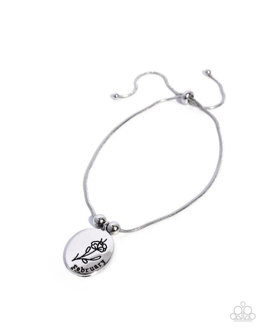 Personalized Bouquet - February - Silver Bracelet