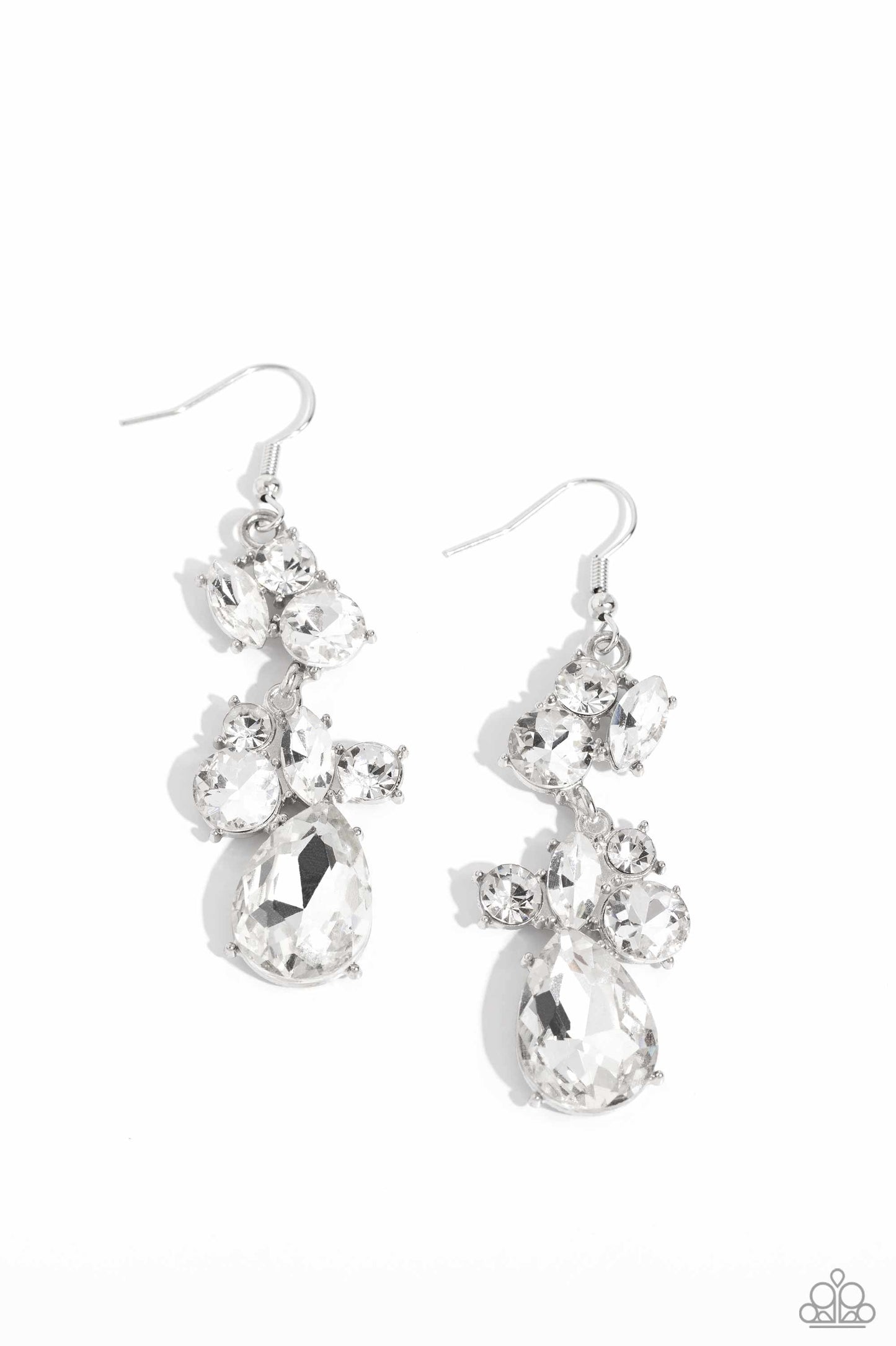 Rhinestone Reveler - White Earring