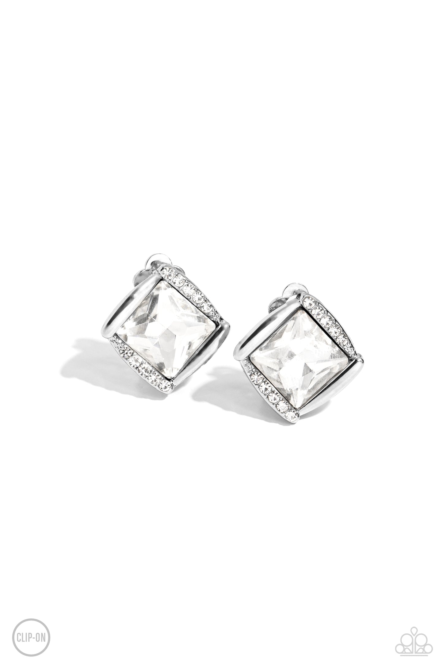 Sparkle Squared - White Earring CLIP ON