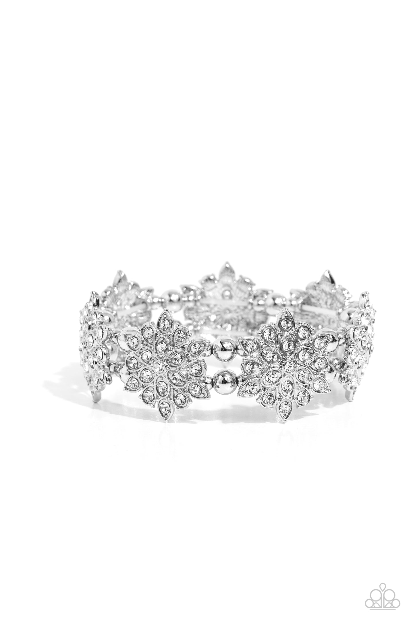 Scintillating Snowflakes - White Bracelet