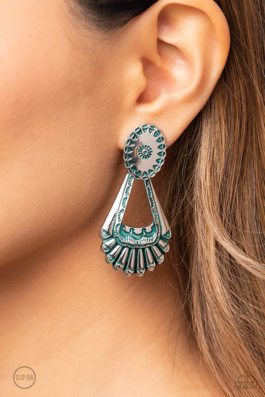 Casablanca Chandeliers - Blue clip on Earring