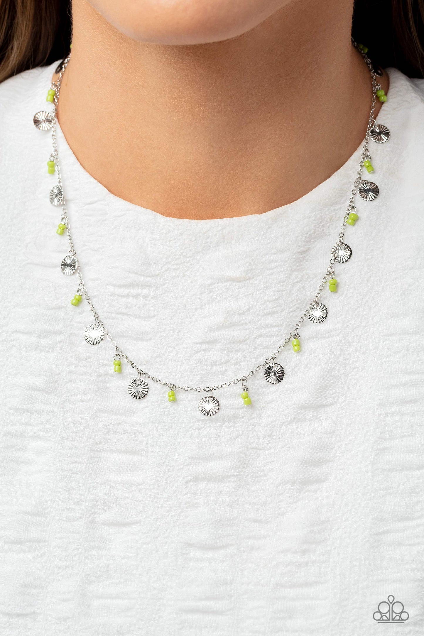 Sand Dollar Sass - Green Necklace