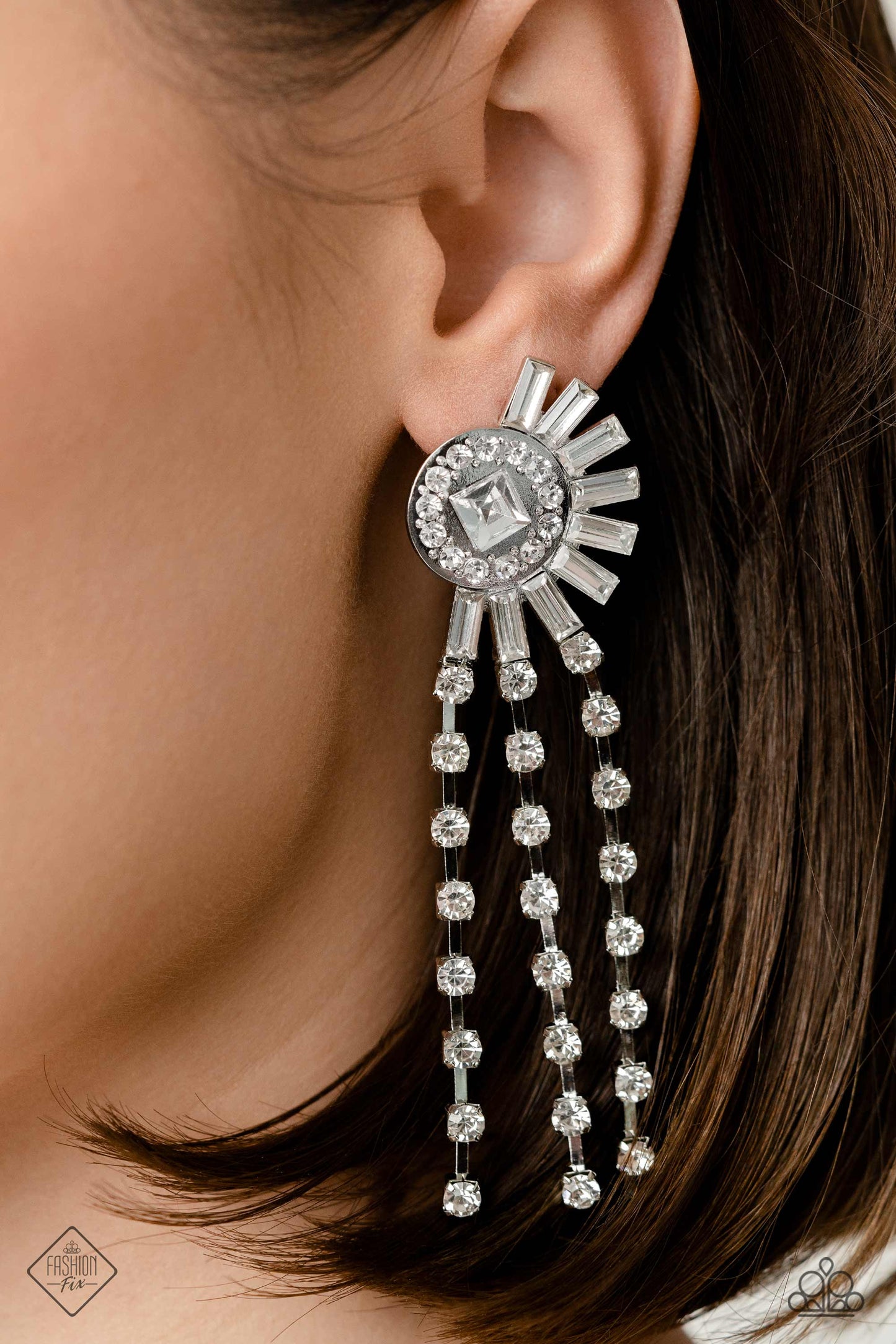 Torrential Twinkle - White Earring