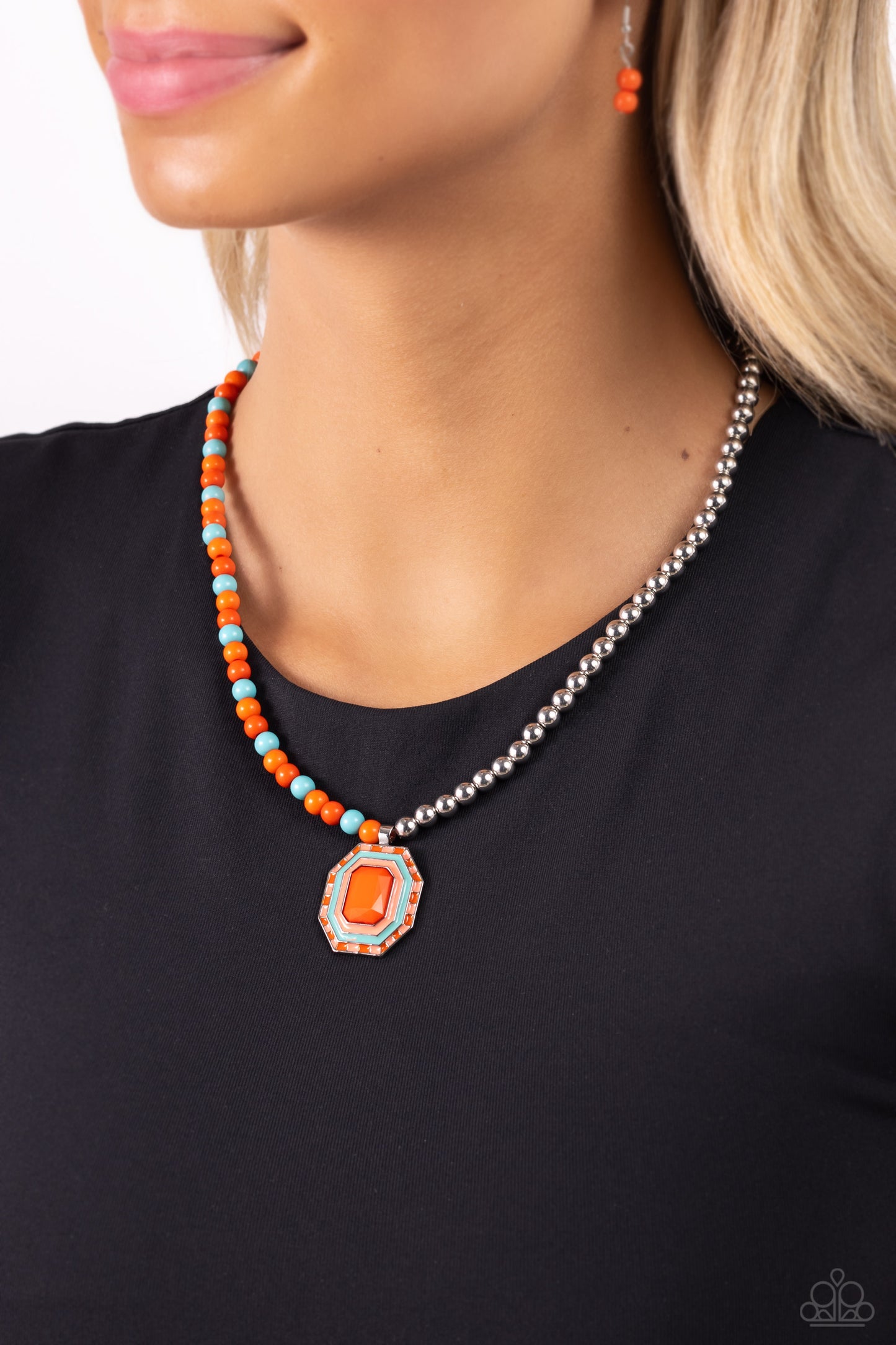 Contrasting Candy - Orange Necklace