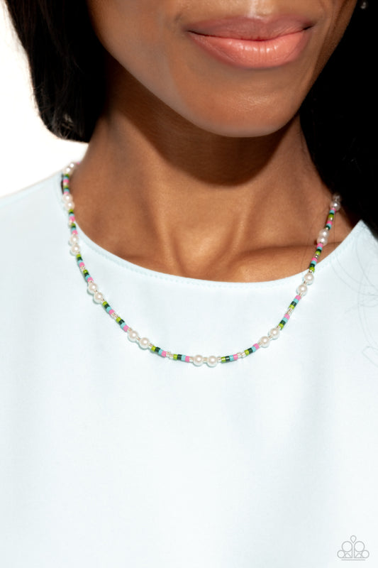 Colorblock Charm - Green Necklace