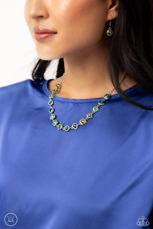 Abstract Admirer - Green Necklace