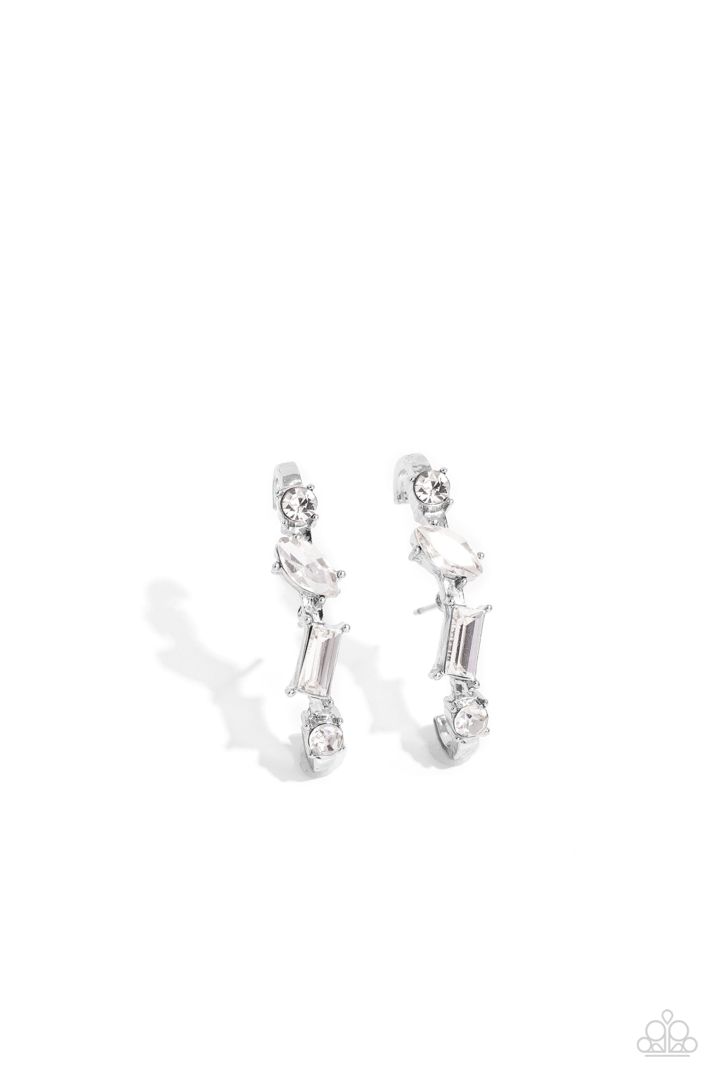 Sliding Shimmer - White Earring